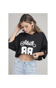 T-shirt SikSilk Retro Football Crop - Black