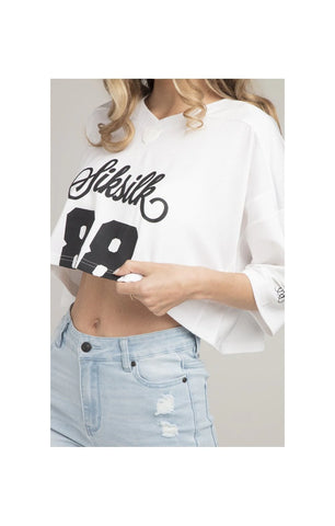 T-shirt SikSilk Retro Football Crop - White