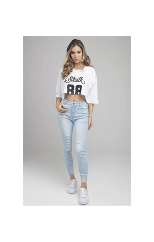 T-shirt SikSilk Retro Football Crop - White