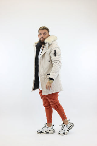 Water repellent faux fur parka off-white sixth june