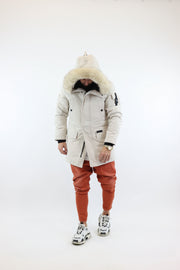 Water repellent faux fur parka off-white sixth june