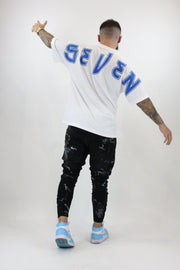 T-shirt Seven Sleveless - White & Blue