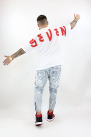 T-shirt Seven Sleveless - White & Red