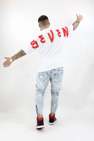 T-shirt Seven Sleveless - White & Red